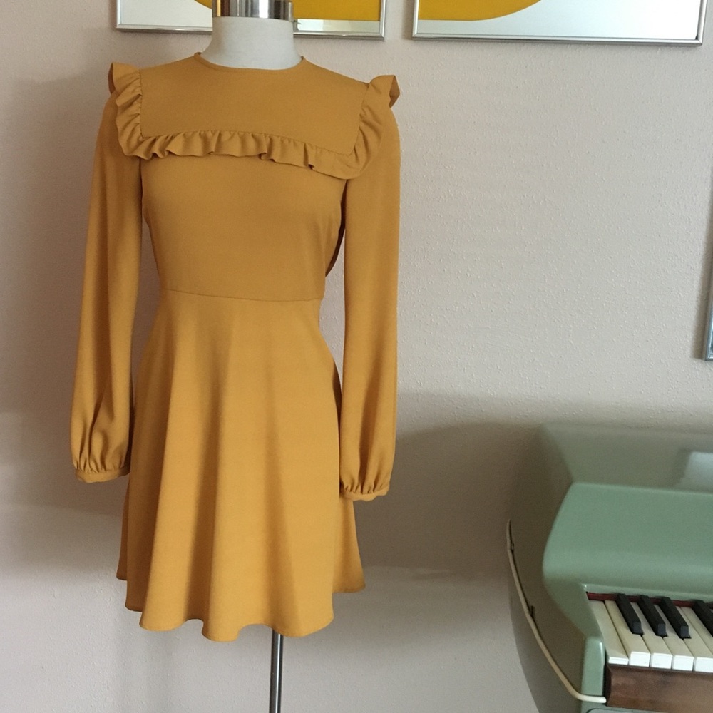 Zara 70s Style Mustard Dress